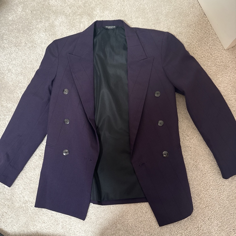 Purple Double-Breasted Blazer